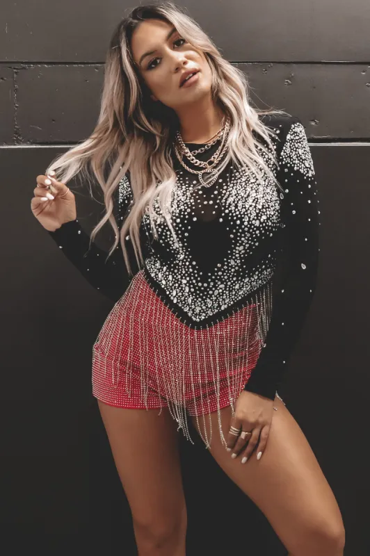 The Party Has Arrived Mesh Sequins Top sold by Amazing Lace