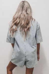 Take It Easy Button Down Denim Romper sold by Amazing Lace