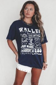 Navy Morgan Wallen Graphic Song Title Tee sold by Amazing Lace