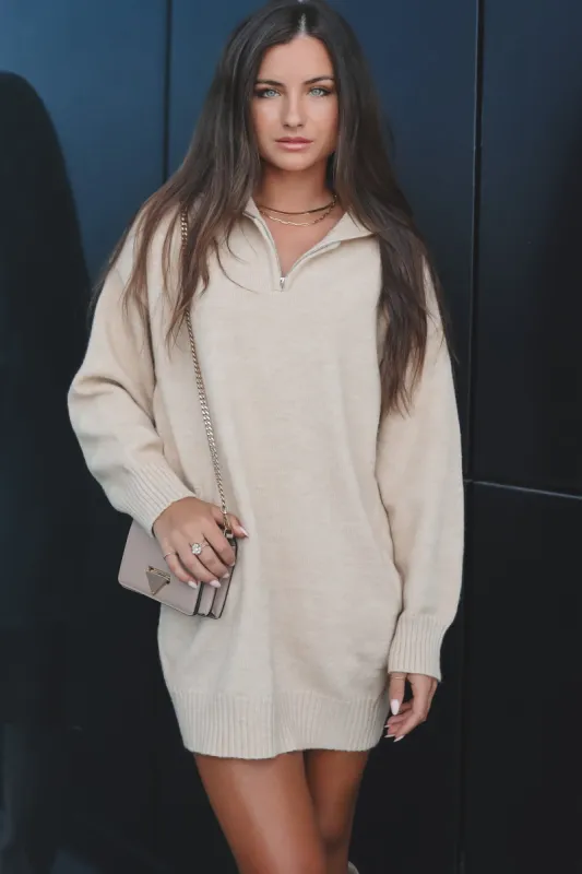 Felt Cool What About You Half Zip Sweater Dress sold by Amazing Lace