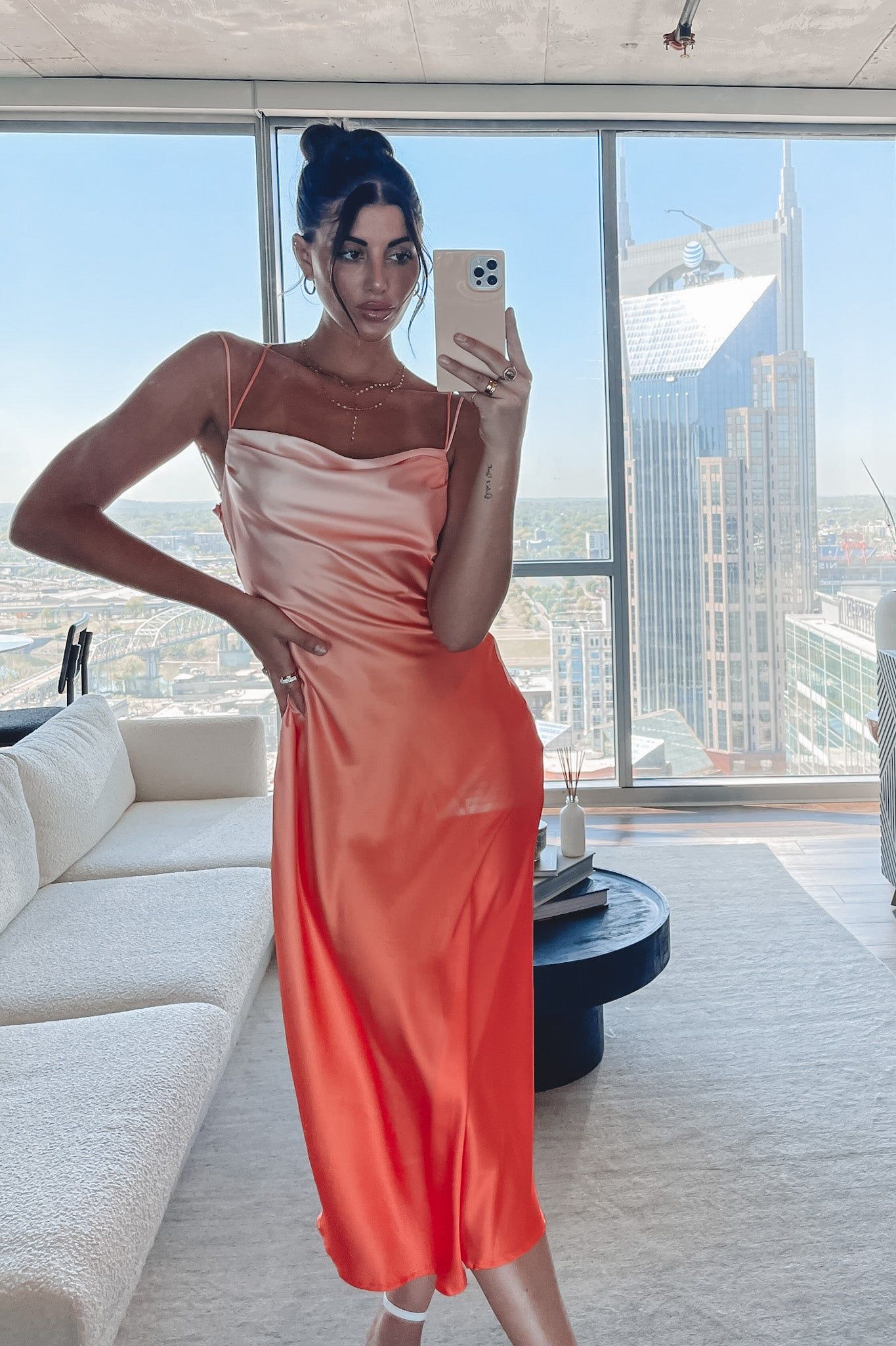 Sunset Sippin Orange Cowl Neck Maxi Dress sold by Amazing Lace product image thumbnail 6