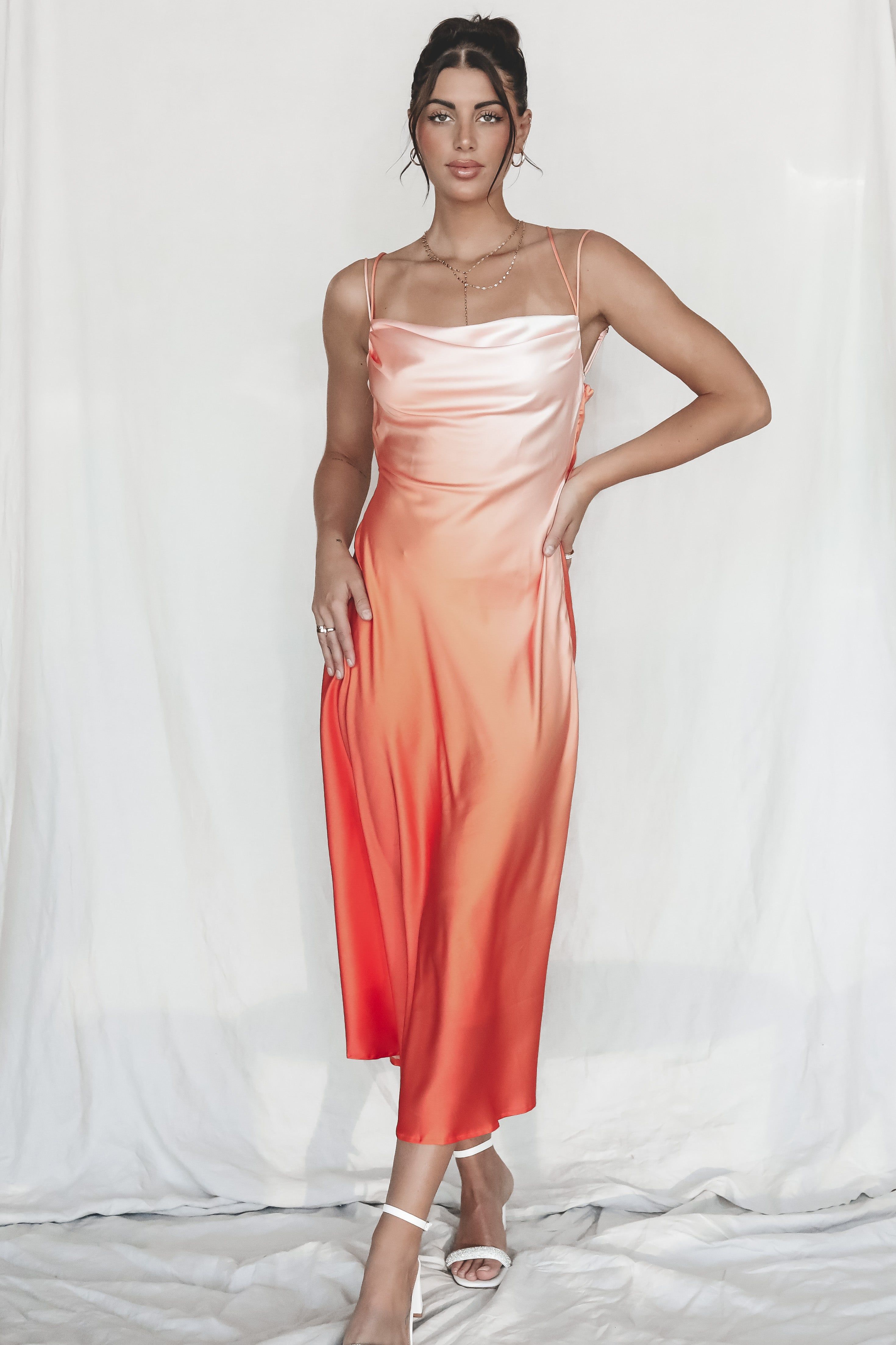 Sunset Sippin Orange Cowl Neck Maxi Dress sold by Amazing Lace product image thumbnail 3