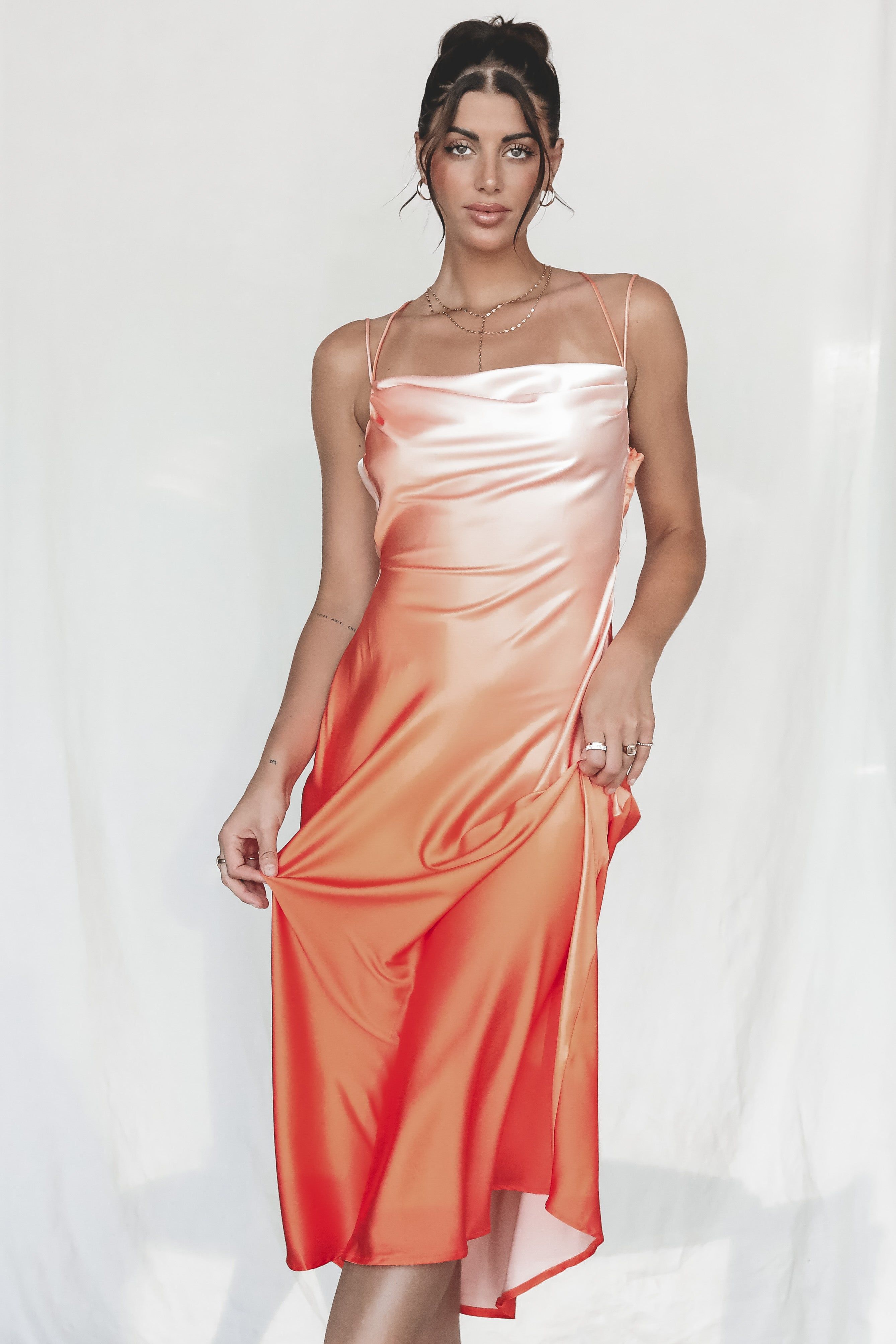 Sunset Sippin Orange Cowl Neck Maxi Dress sold by Amazing Lace product image thumbnail 5