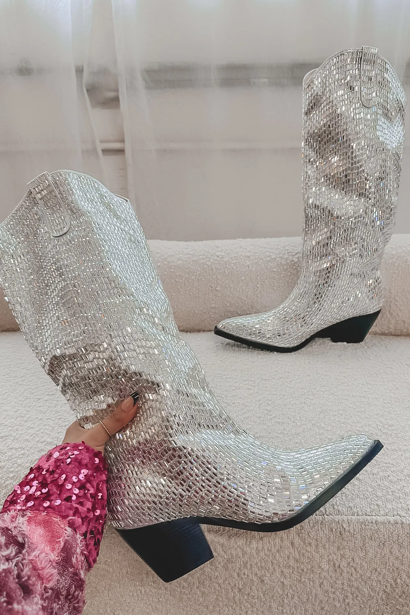 Disco Cowgirl Silver Jeweled Boots sold by Amazing Lace product image thumbnail 2