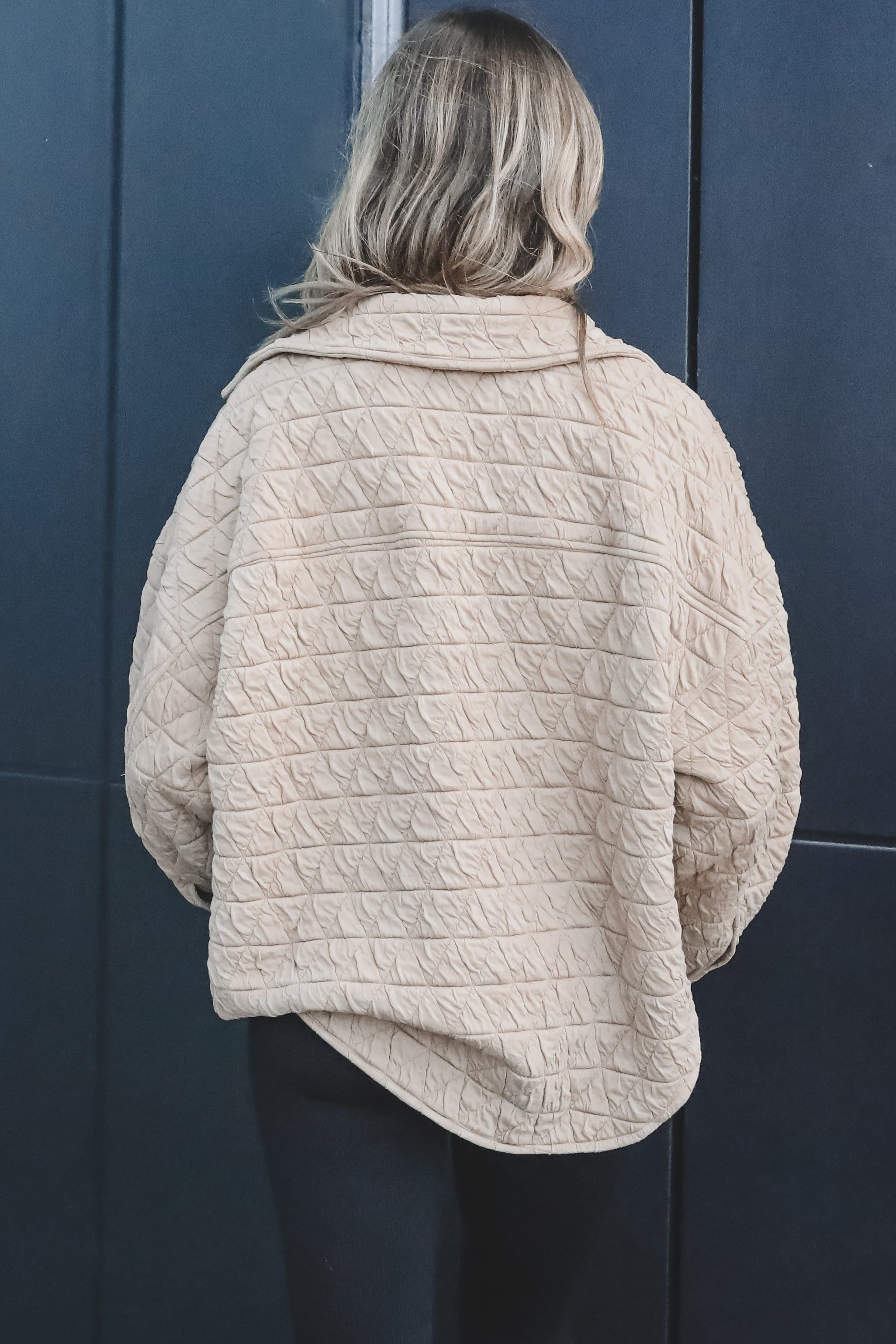 Moutian Side View Taupe Quilted Shacket sold by Amazing Lace product image thumbnail 4
