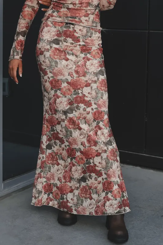 DEAL Flowers For Me Mesh Maxi Skirt sold by Amazing Lace