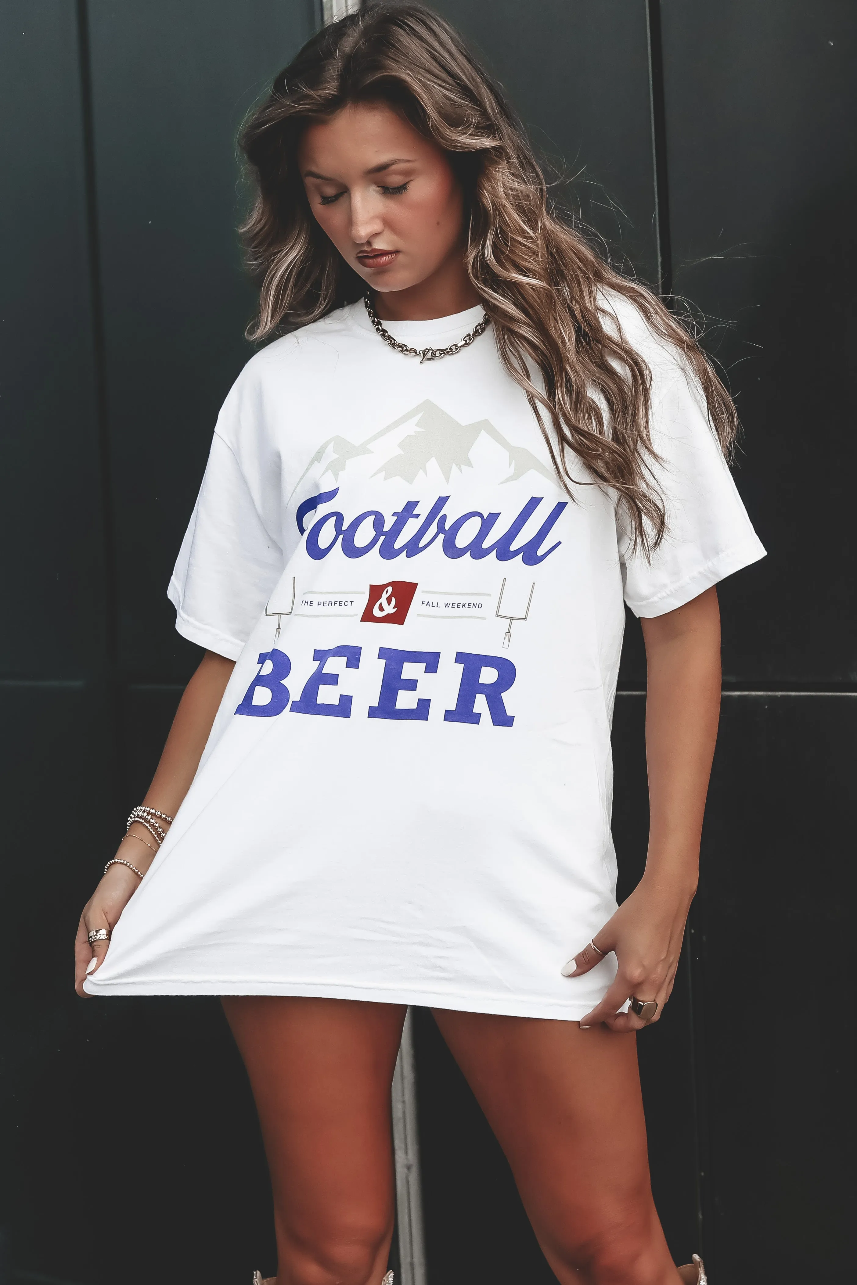 CHARLIE SOUTHERN Football And Beer Graphic Tee sold by Amazing Lace product image thumbnail 2