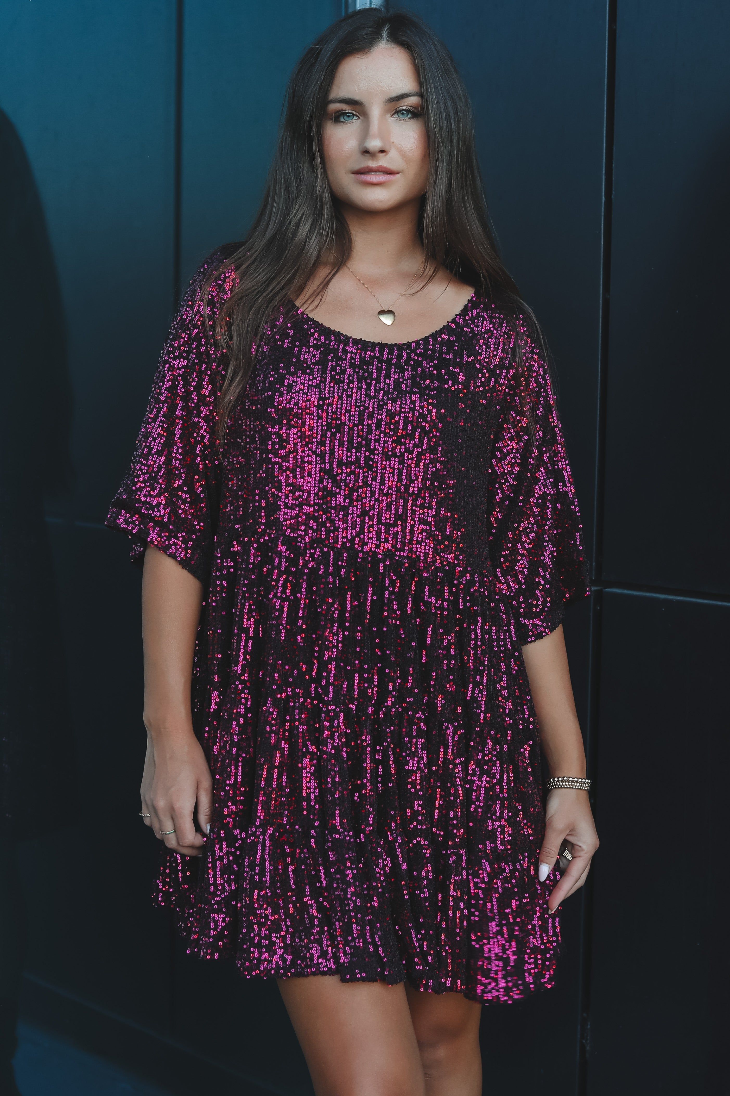 DEAL My Queen Sequin Black Cherry Baby Doll Dress sold by Amazing Lace product image thumbnail 5