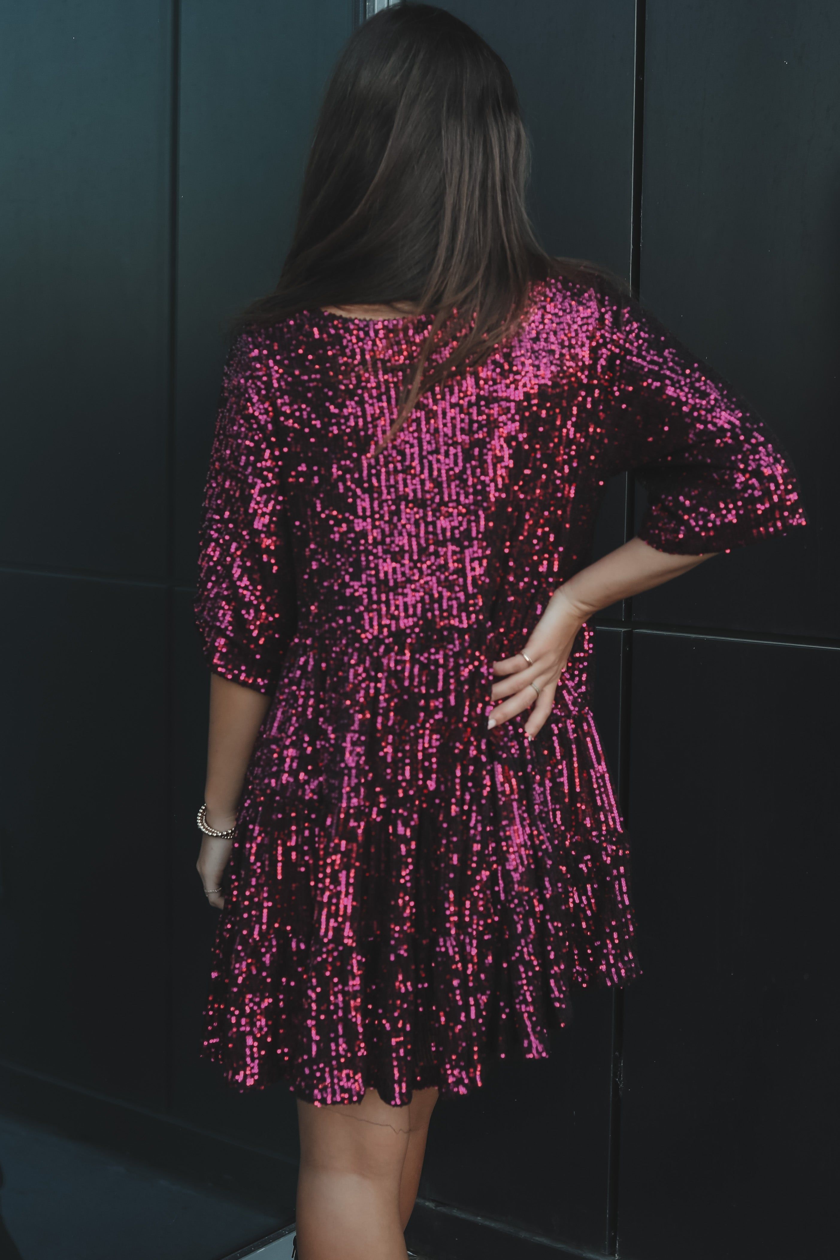 DEAL My Queen Sequin Black Cherry Baby Doll Dress sold by Amazing Lace product image thumbnail 2