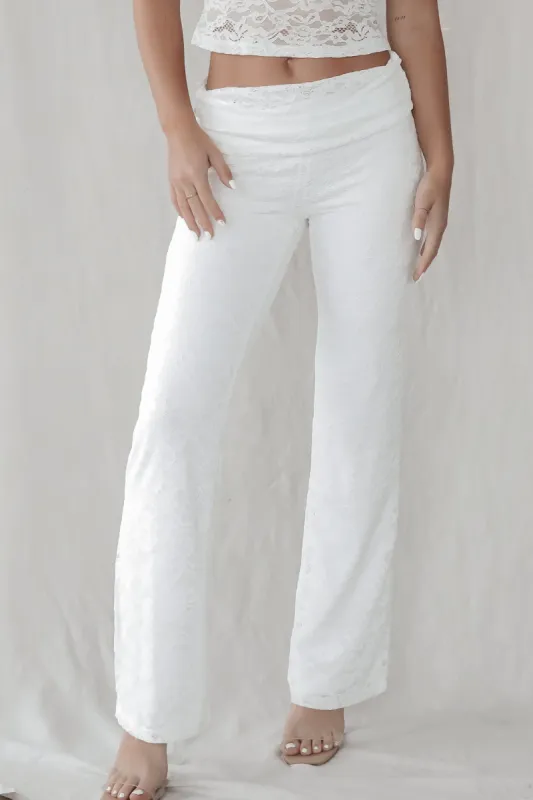 DEAL Runaway With Me White Lace Fold Over Pants sold by Amazing Lace