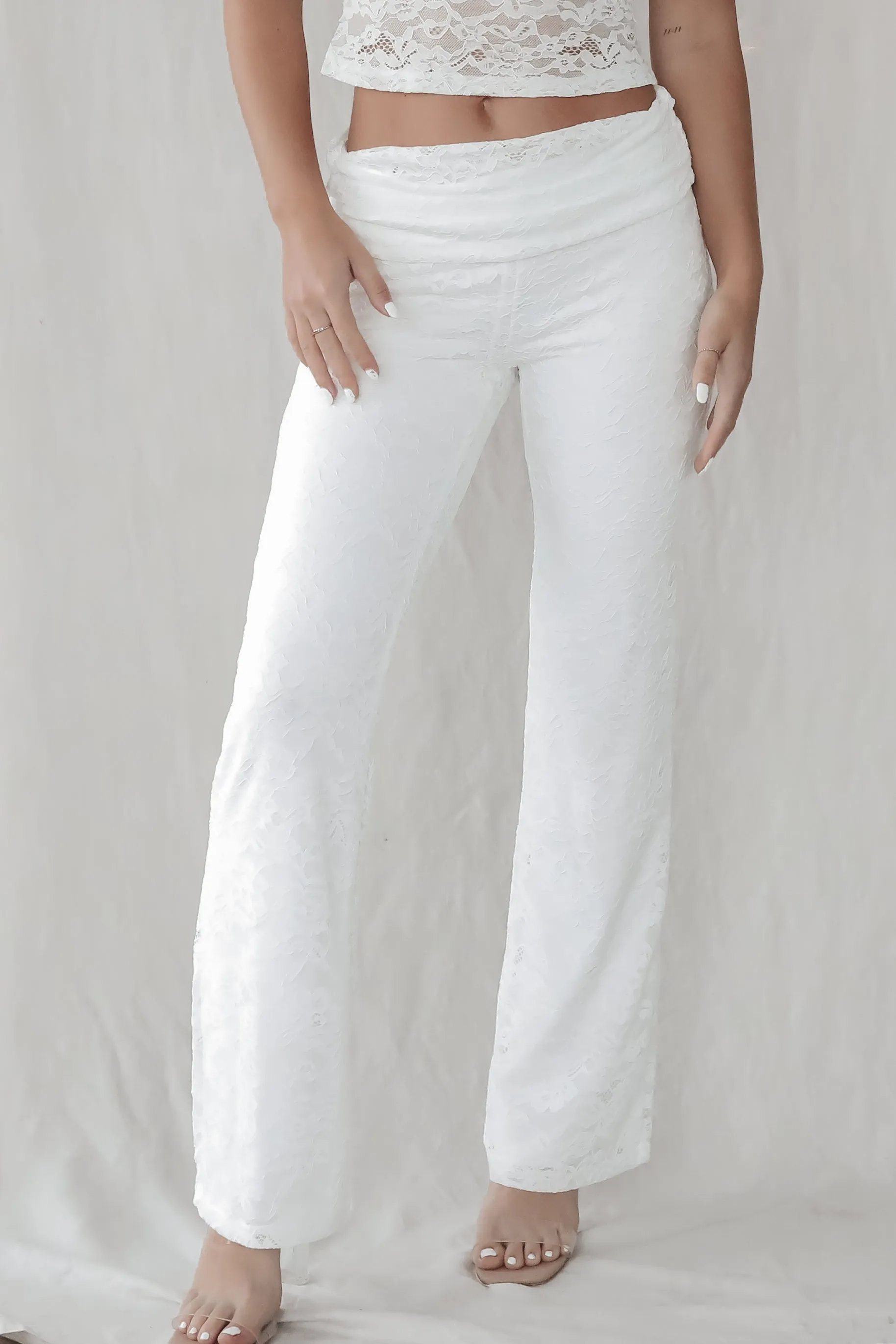 DEAL Runaway With Me White Lace Fold Over Pants sold by Amazing Lace