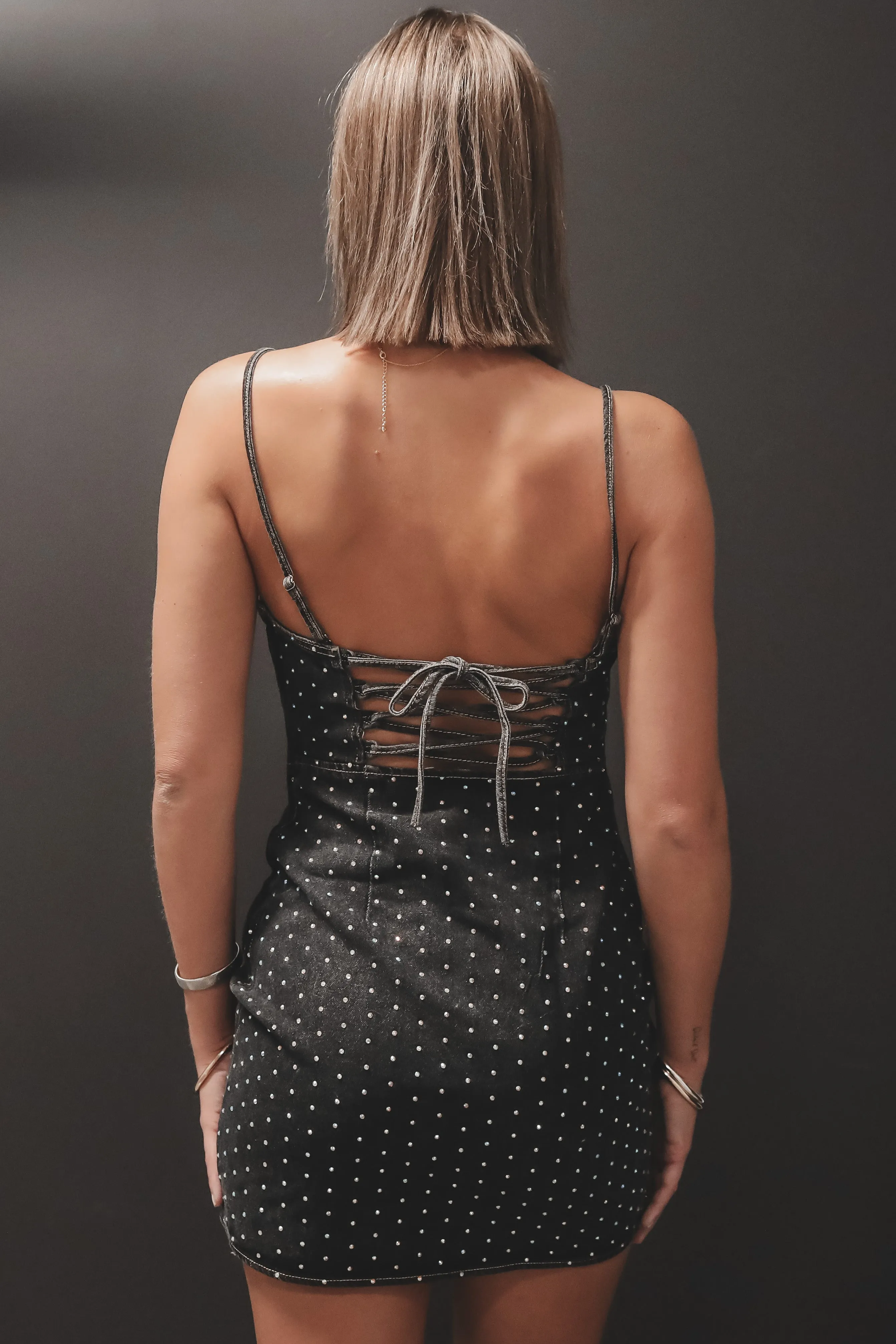 A Little Denim And A Little Sparkle Fitted Mini Dress sold by Amazing Lace product image thumbnail 2