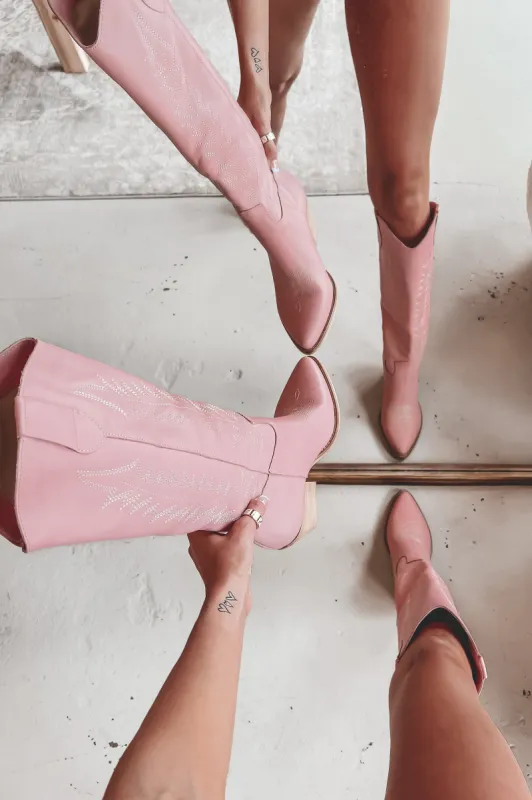 My Party People Italian Leather Pink Western Boots sold by Amazing Lace