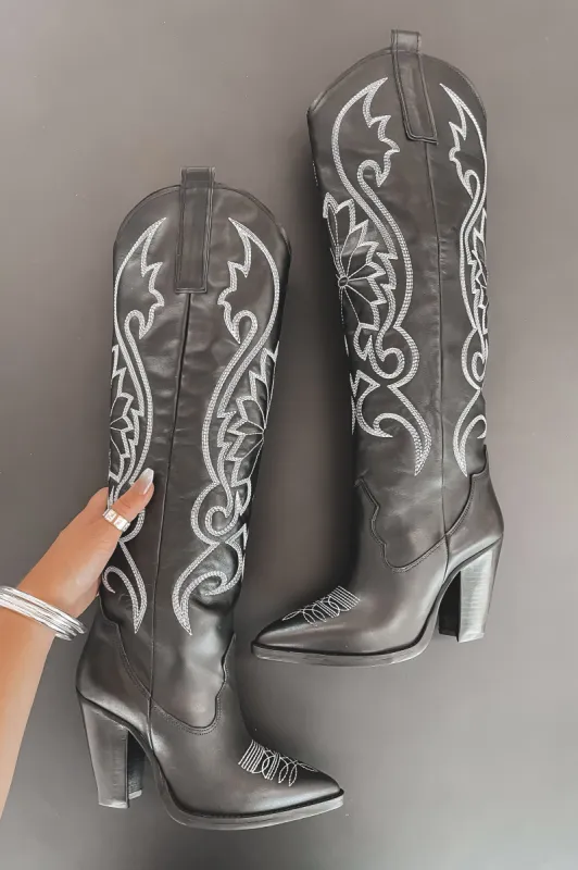 Did You See Her Black Leather Heel Western Boots sold by Amazing Lace