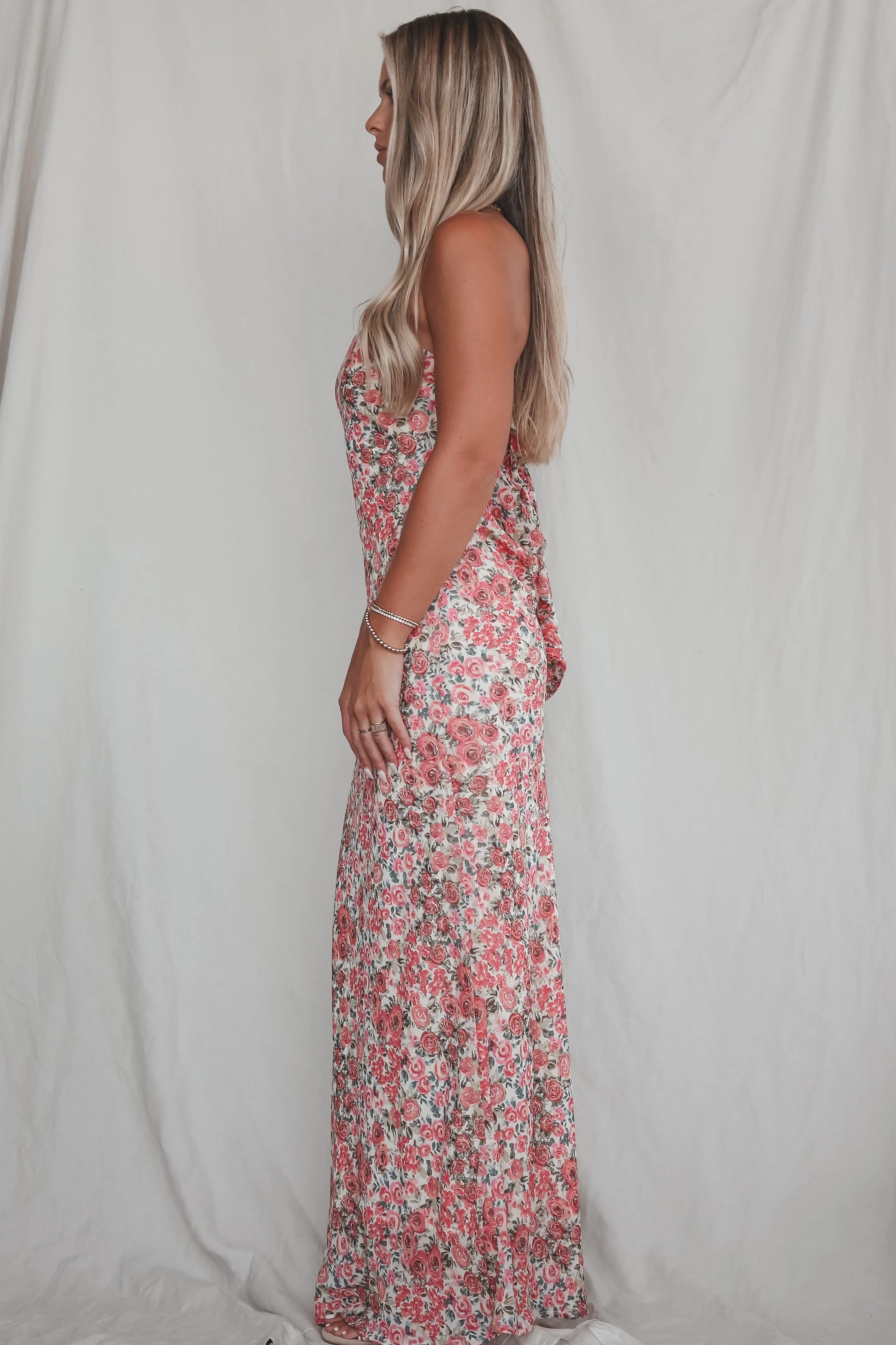 DEAL Formally Invited Pink Floral Strapless Maxi Dress sold by Amazing Lace product image thumbnail 4