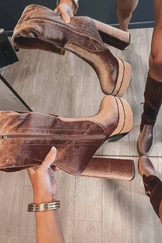 DEAL Center Of Attention Velvet Platform Boot sold by Amazing Lace