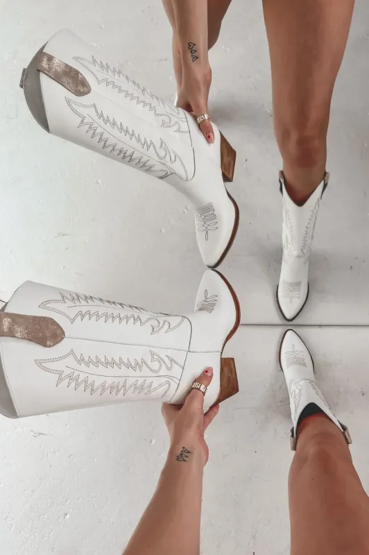 My Girls Said Yes White Real Italian Leather Boots sold by Amazing Lace