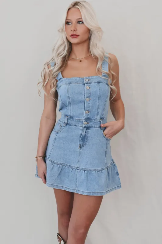 Who You Calling Darling Denim Mini Dress sold by Amazing Lace