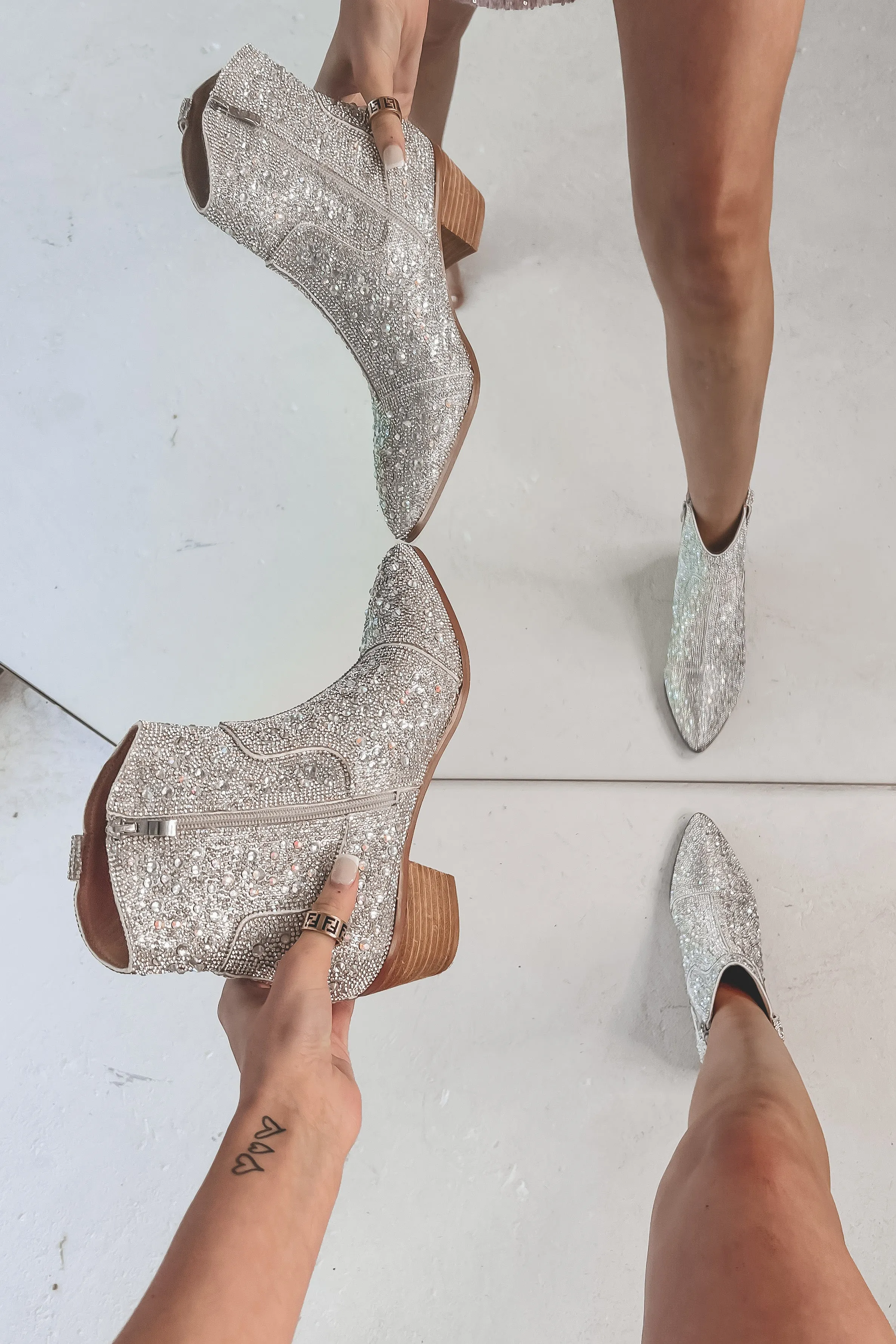 Started With A Little Sparkle Short Rhinestone Boots sold by Amazing Lace