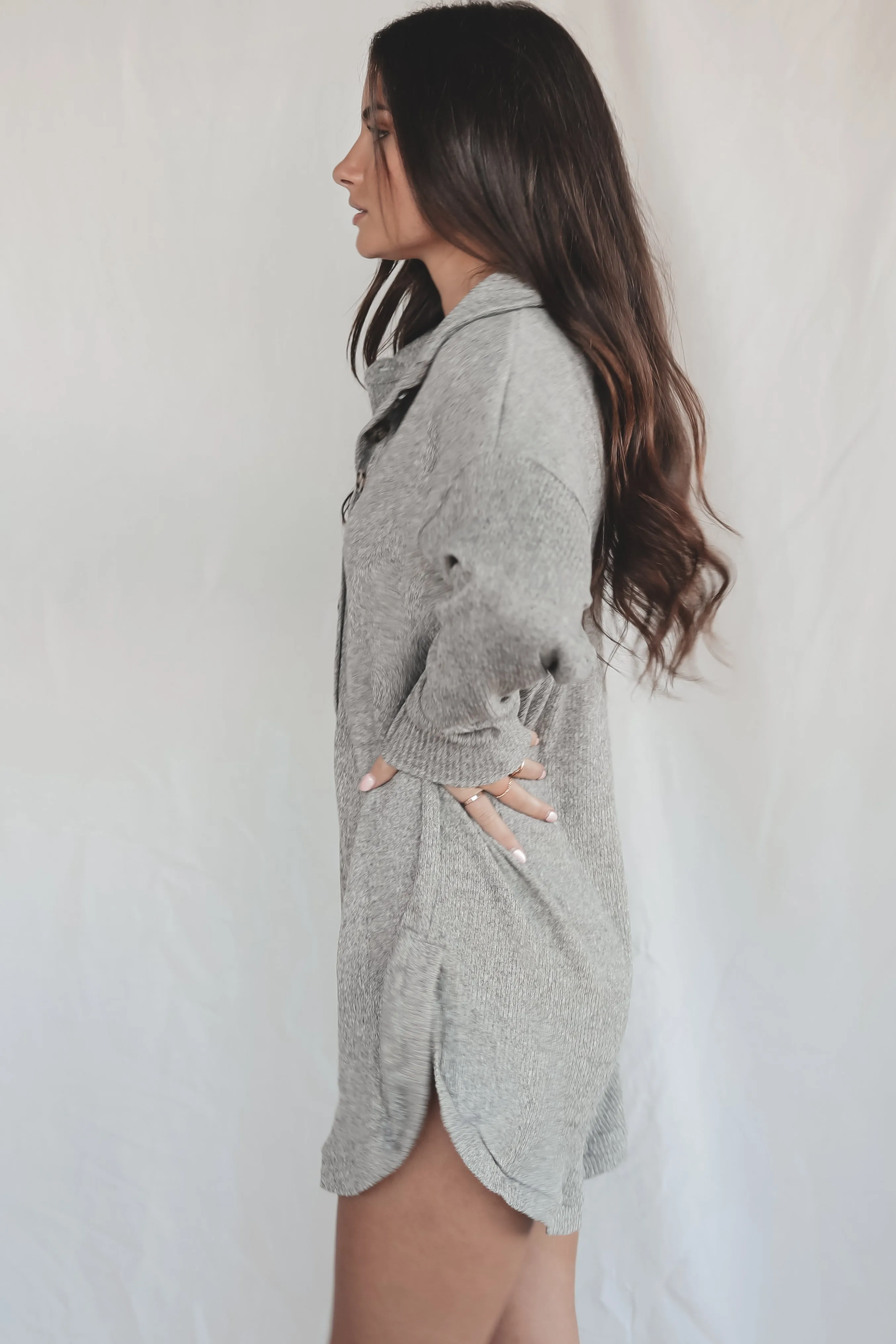 Coffee In The Morning Gray Ribbed Sweater Romper sold by Amazing Lace product image thumbnail 3