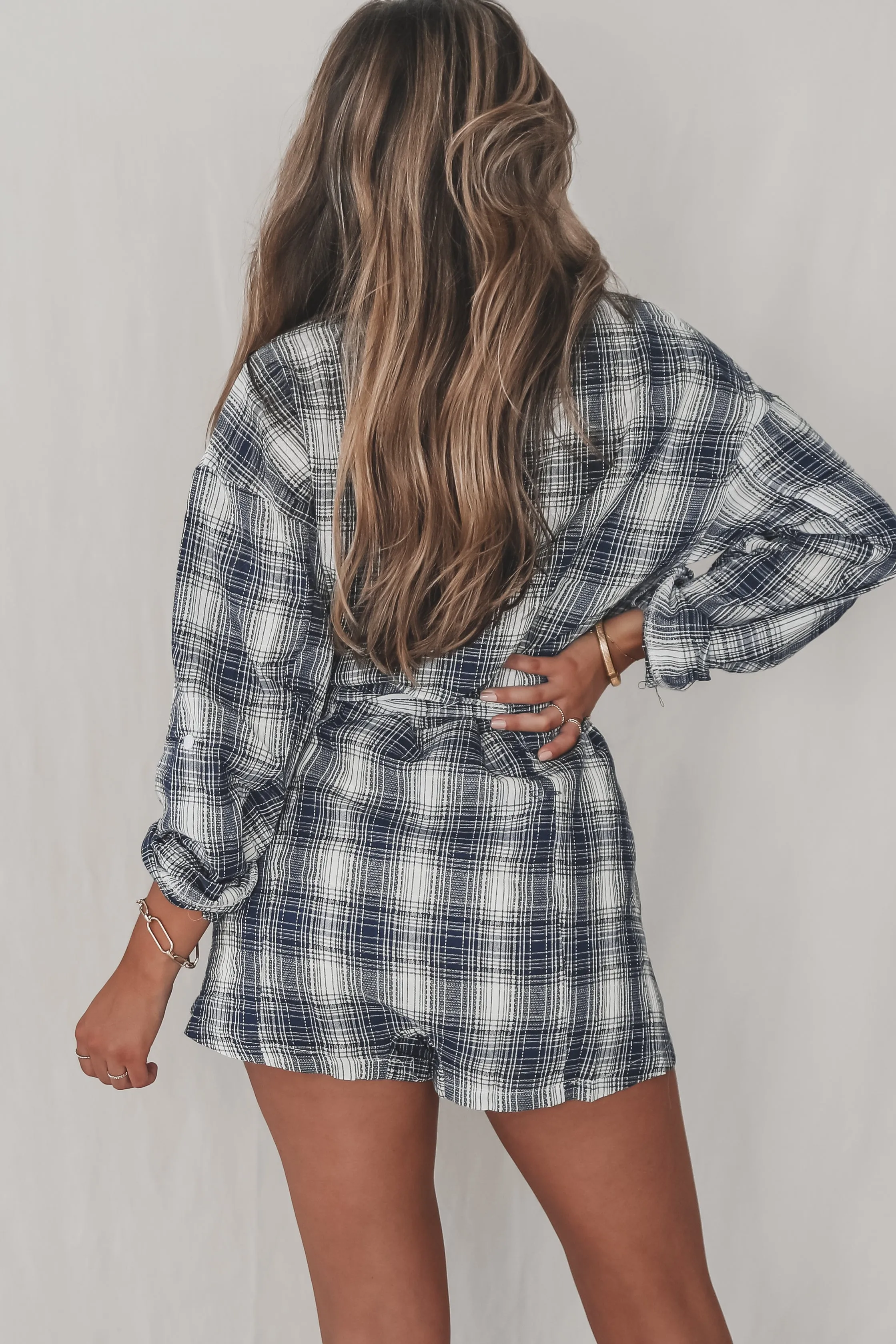 DEAL In My Feels Navy Flannel Romper sold by Amazing Lace product image thumbnail 2