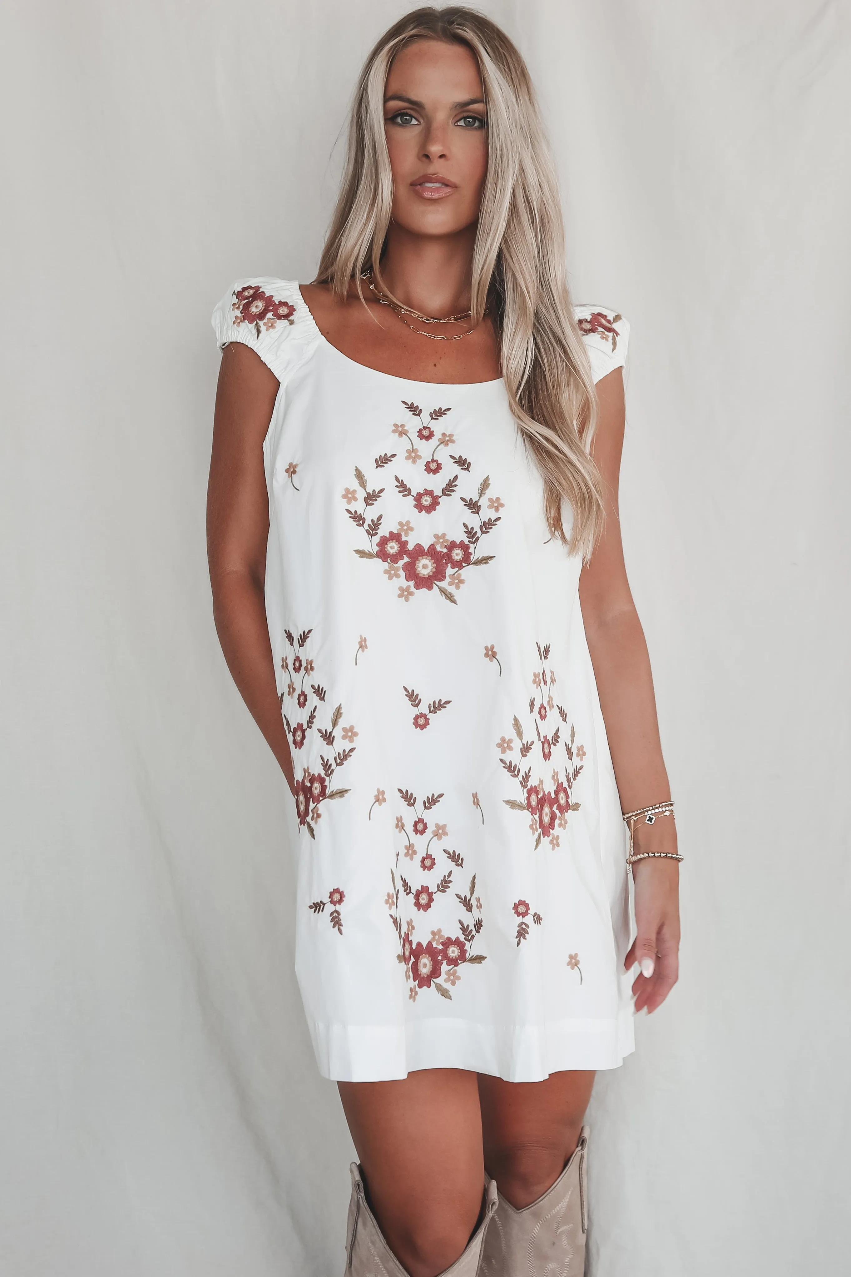 DEAL A Good Feeling About This White Floral Embroidered Mini Dress sold by Amazing Lace product image thumbnail 5