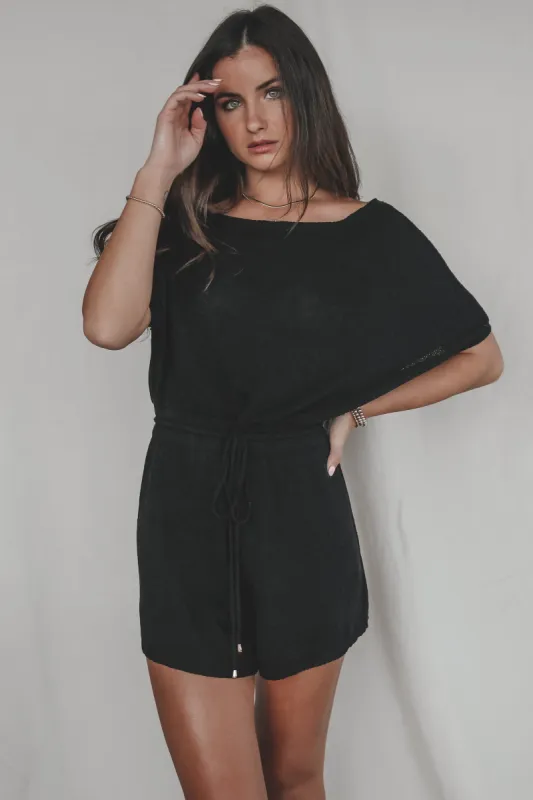 DEAL Taking A Day Off Black Knit Short Sleeve Playsuit sold by Amazing Lace
