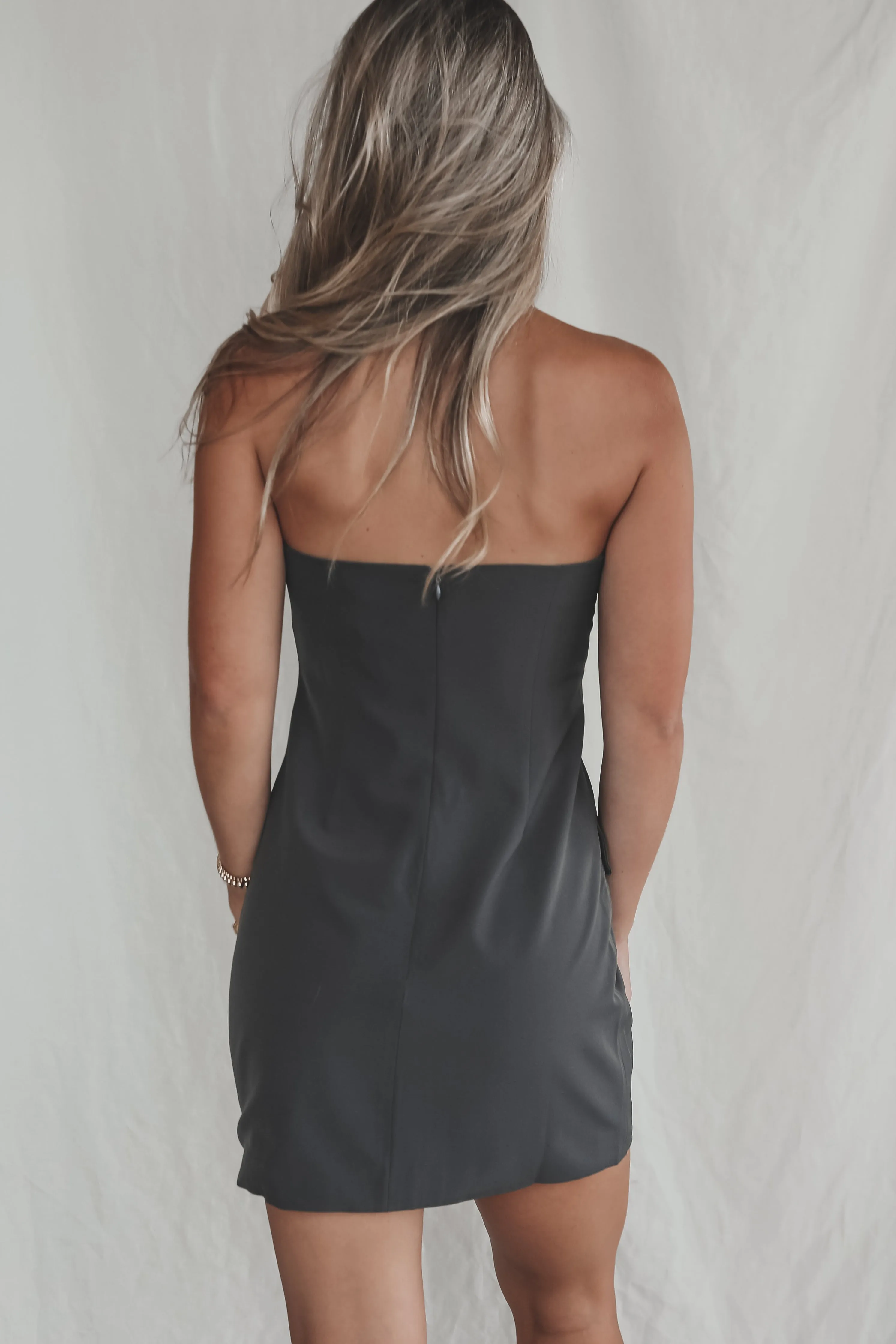 Gotta Work Cover Girl Charcoal Strapless Dress sold by Amazing Lace product image thumbnail 2