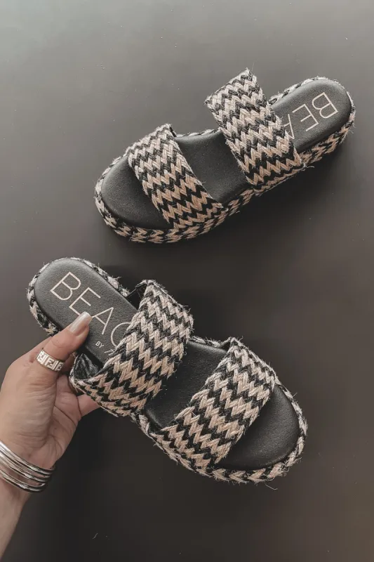 On The Edge Of Sunshine Black Woven Platform Slip Ons sold by Amazing Lace