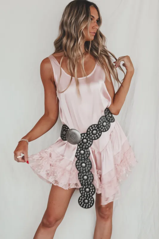 You Make Me Blush Satin Mini Dress sold by Amazing Lace