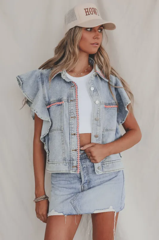 DEAL Girls Rule Denim Button Up Top sold by Amazing Lace