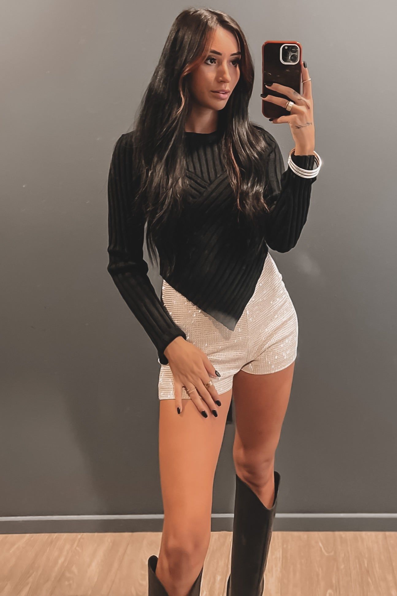 I’ll Be There And I’ll Be Sparkling Tan High Waisted Shorts sold by Amazing Lace product image thumbnail 7