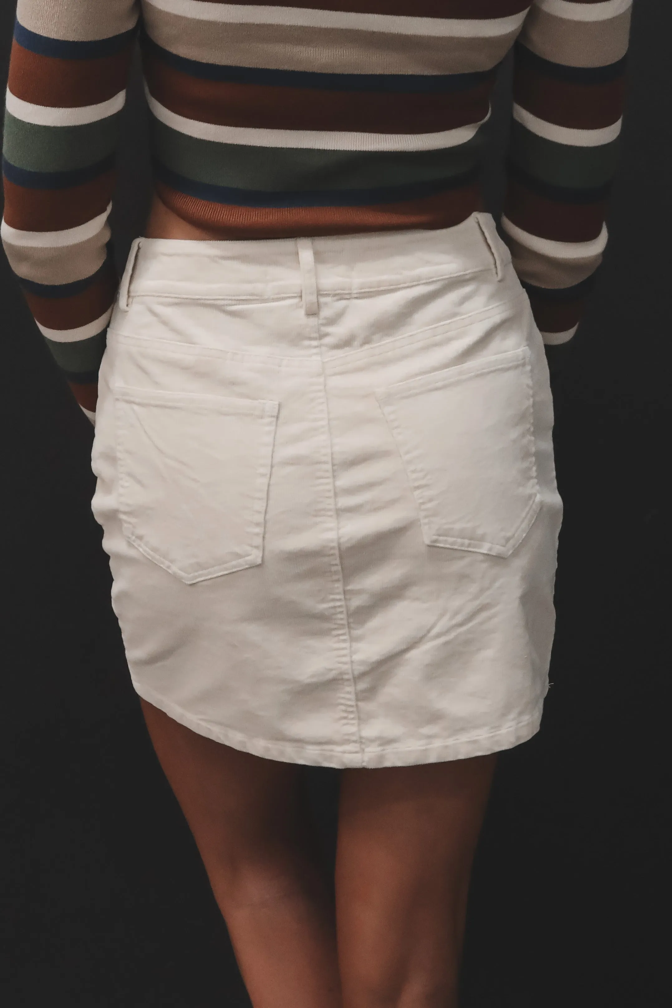 An Easy Wear Ivory Corduroy Mini Skirt sold by Amazing Lace product image thumbnail 2