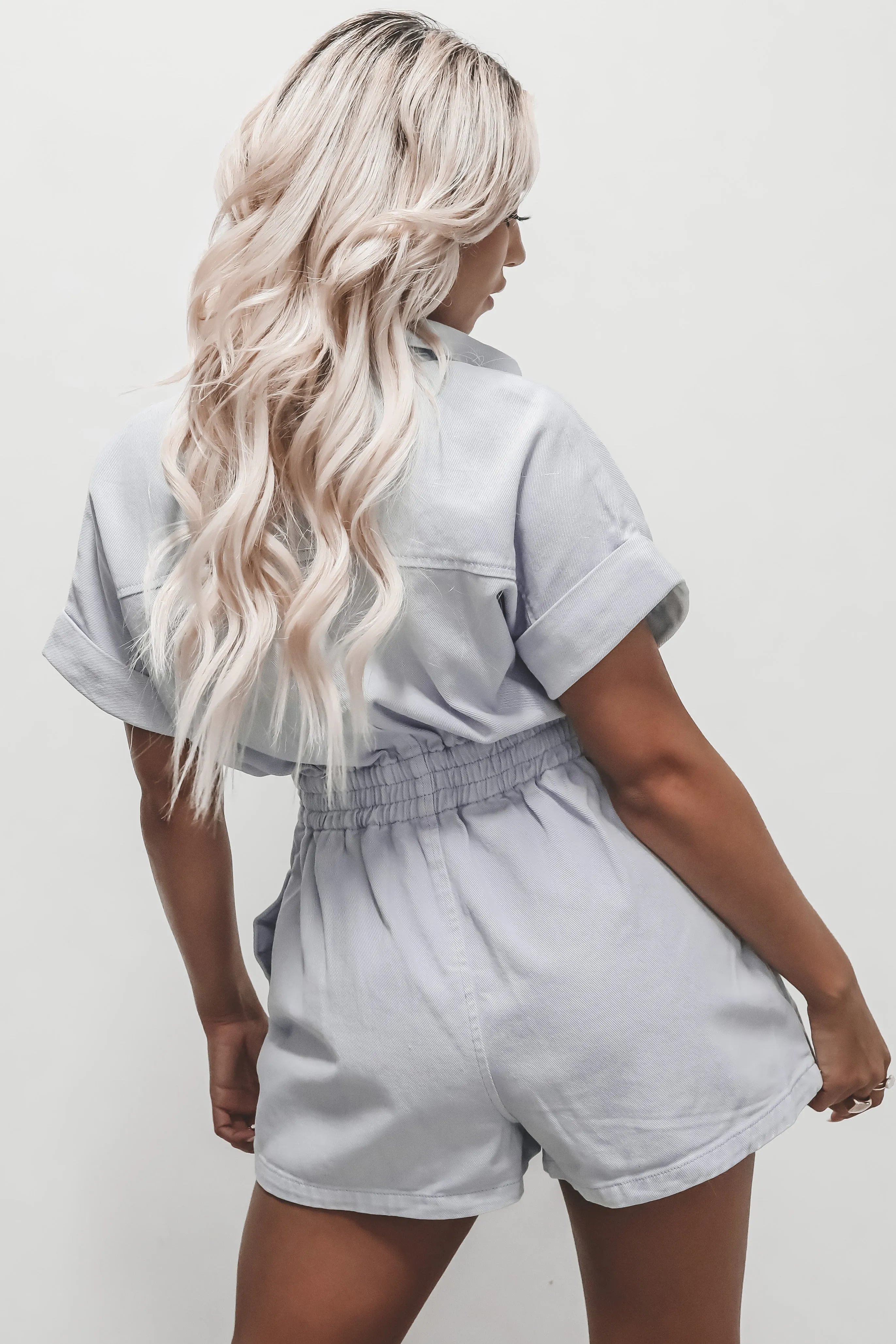 Long Walks On The Beach Light Blue Utily Romper sold by Amazing Lace product image thumbnail 2