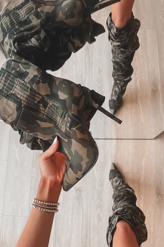 DEAL Bringing The Attitude Camo Stilleto Boot sold by Amazing Lace