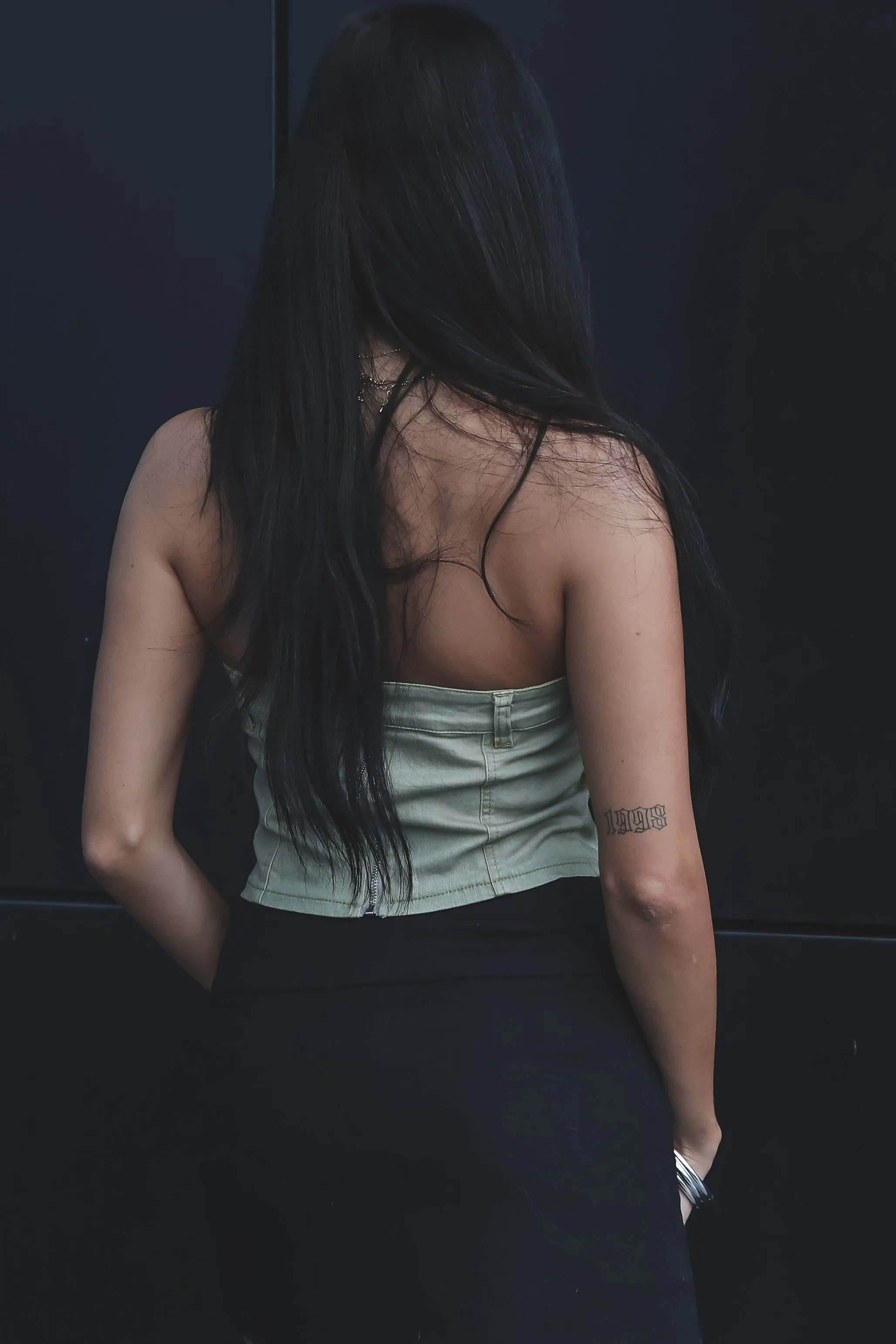 DEAL Calling The Shots Olive Denim Tube Top sold by Amazing Lace product image thumbnail 4