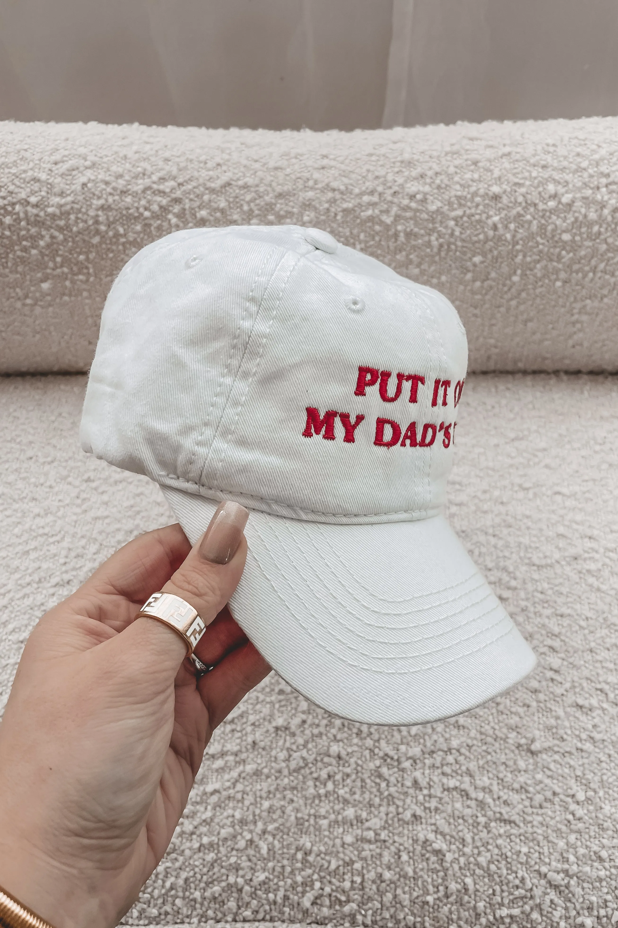 Dad's Tab White And Red Baseball Hat sold by Amazing Lace product image thumbnail 2