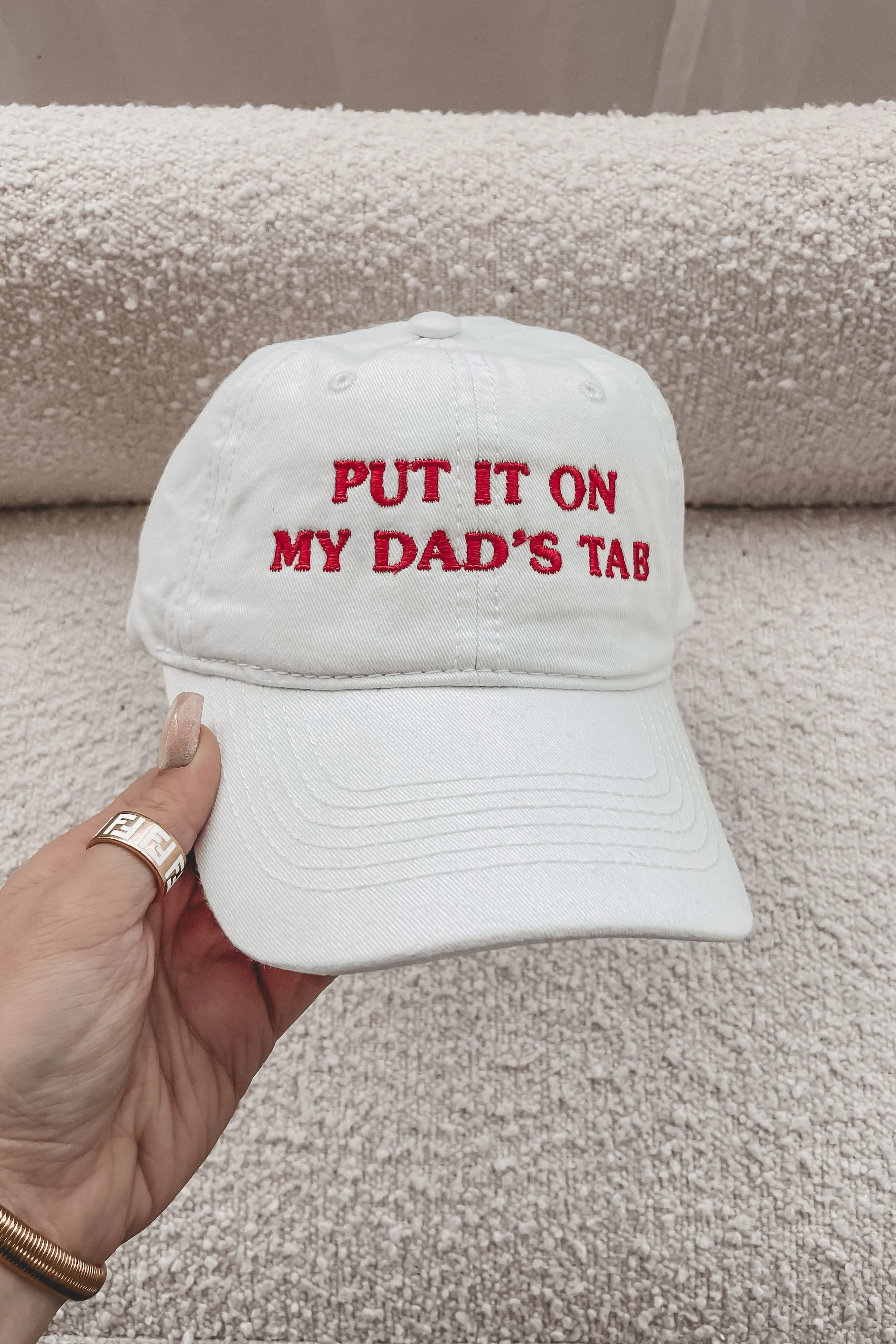 Dad's Tab White And Red Baseball Hat sold by Amazing Lace