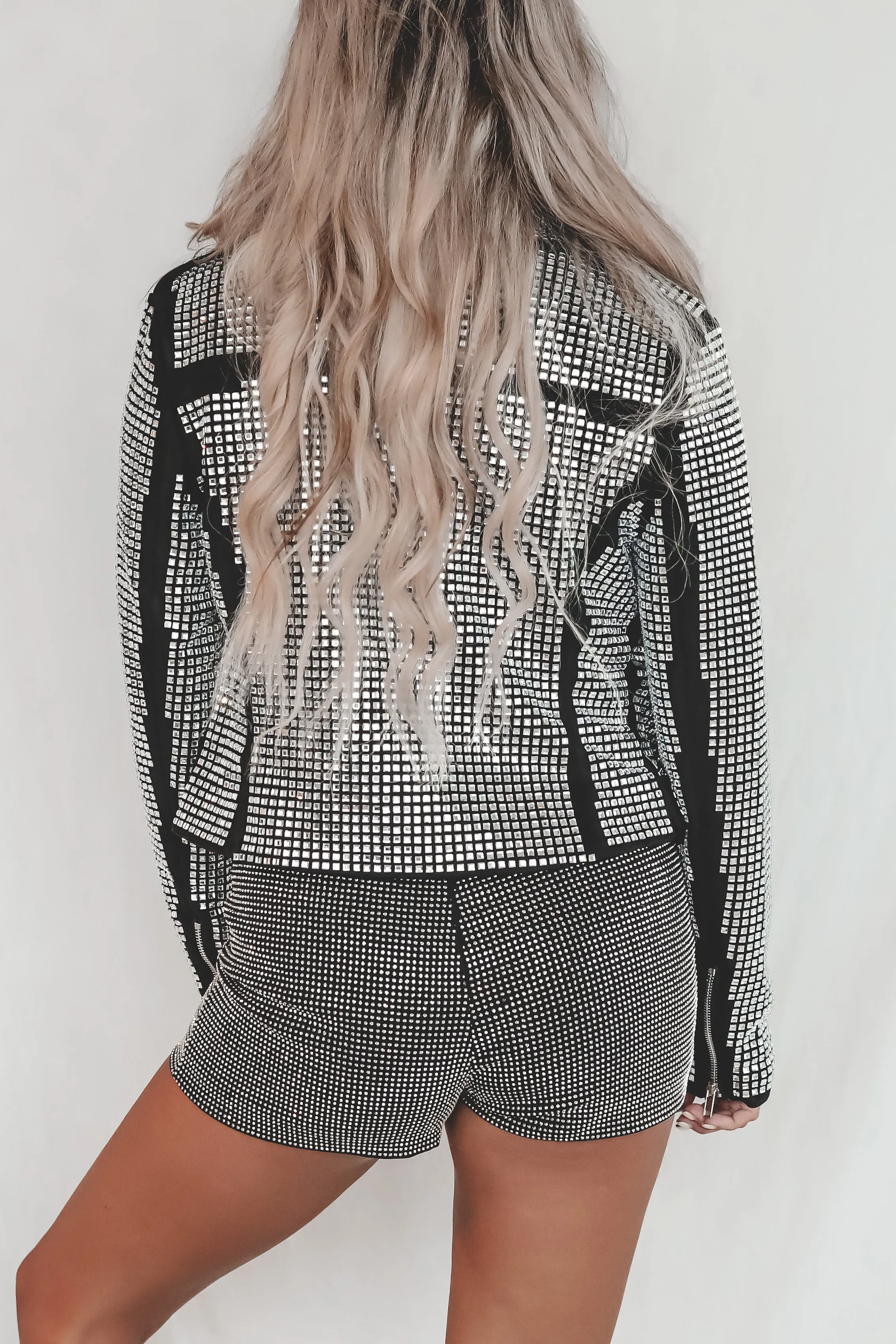 DEAL Baddie Babe Silver Studded Moto Jacket sold by Amazing Lace product image thumbnail 3