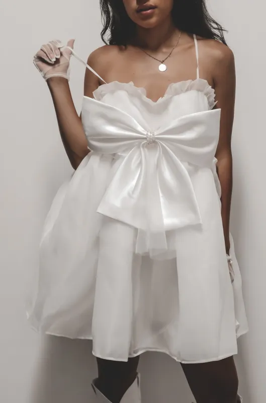 Pearls Please White Satin Bow sold by Amazing Lace