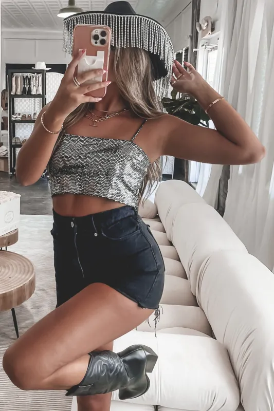 Down To Disco Metallic Crop Top sold by Amazing Lace