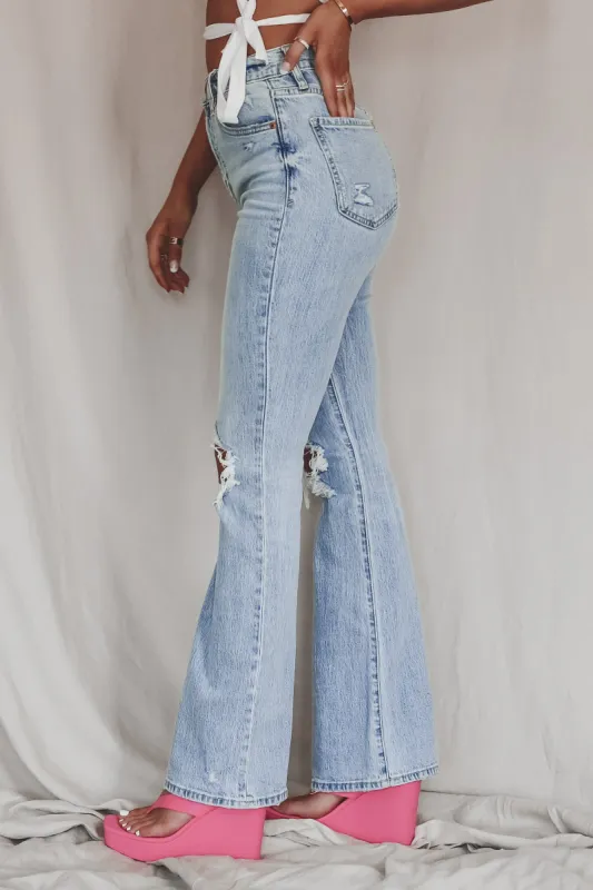 DAZE DENIM Go Getter High Rise Flares sold by Amazing Lace