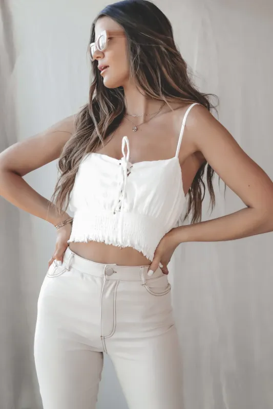 MINKPINK White Shifting Sands Crop Cami sold by Amazing Lace