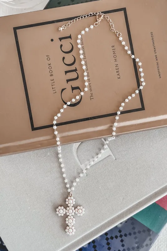 In A Perfect World Pearl Cross Pendant sold by Amazing Lace