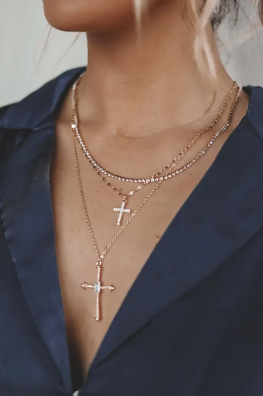 Live By Extra Layered Cross Necklace sold by Amazing Lace