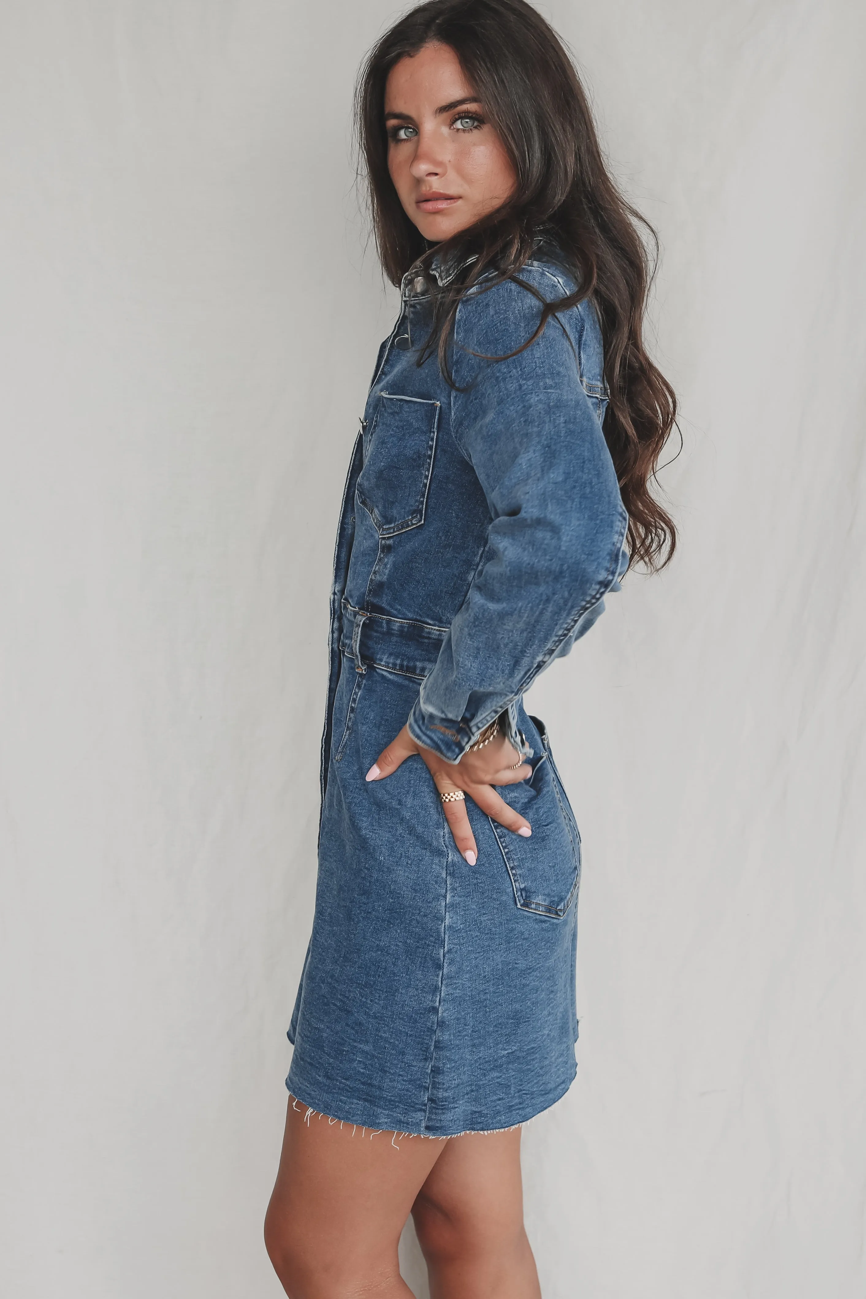 A Denim Daydream Button Up Dress sold by Amazing Lace product image thumbnail 5