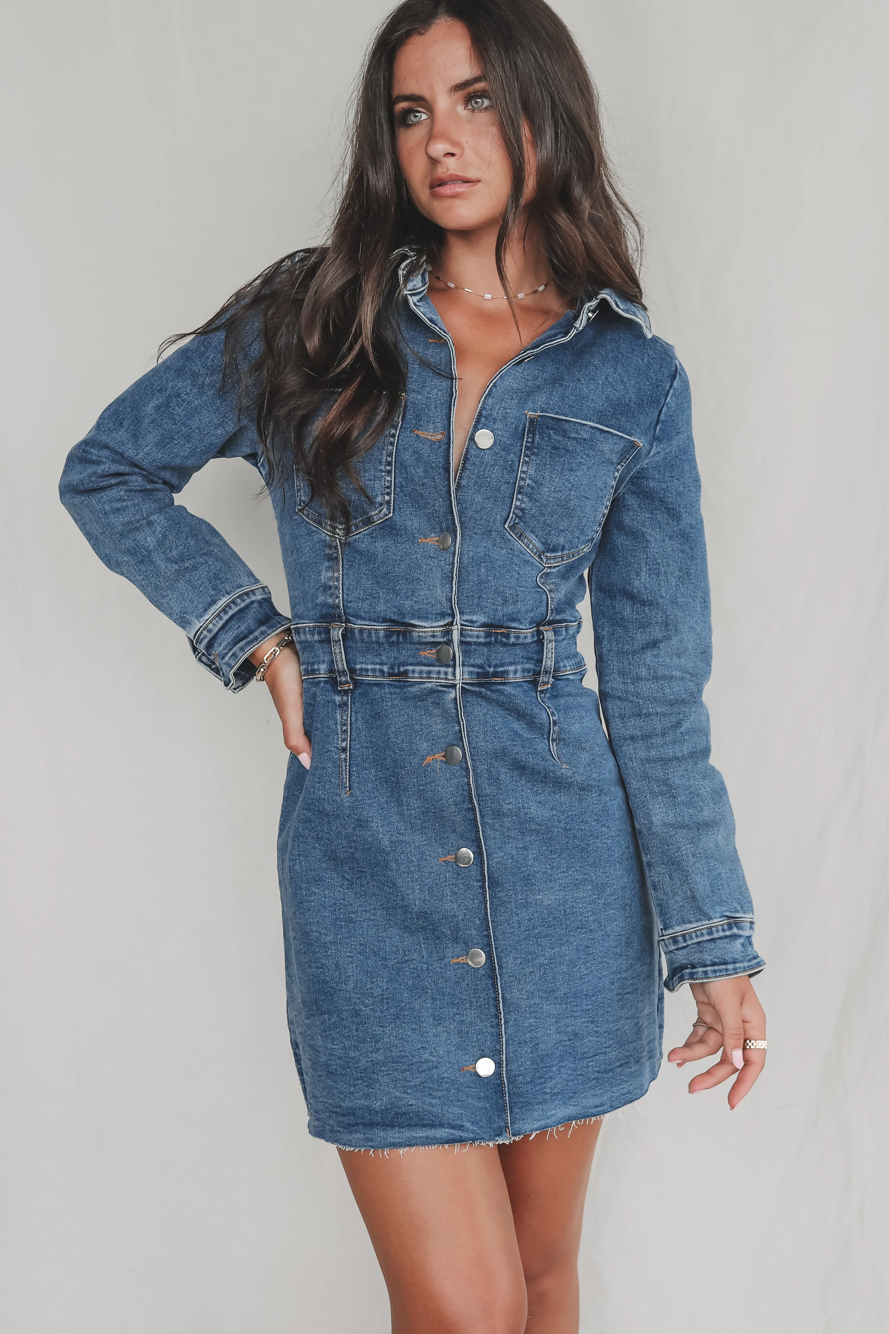A Denim Daydream Button Up Dress sold by Amazing Lace product image thumbnail 4