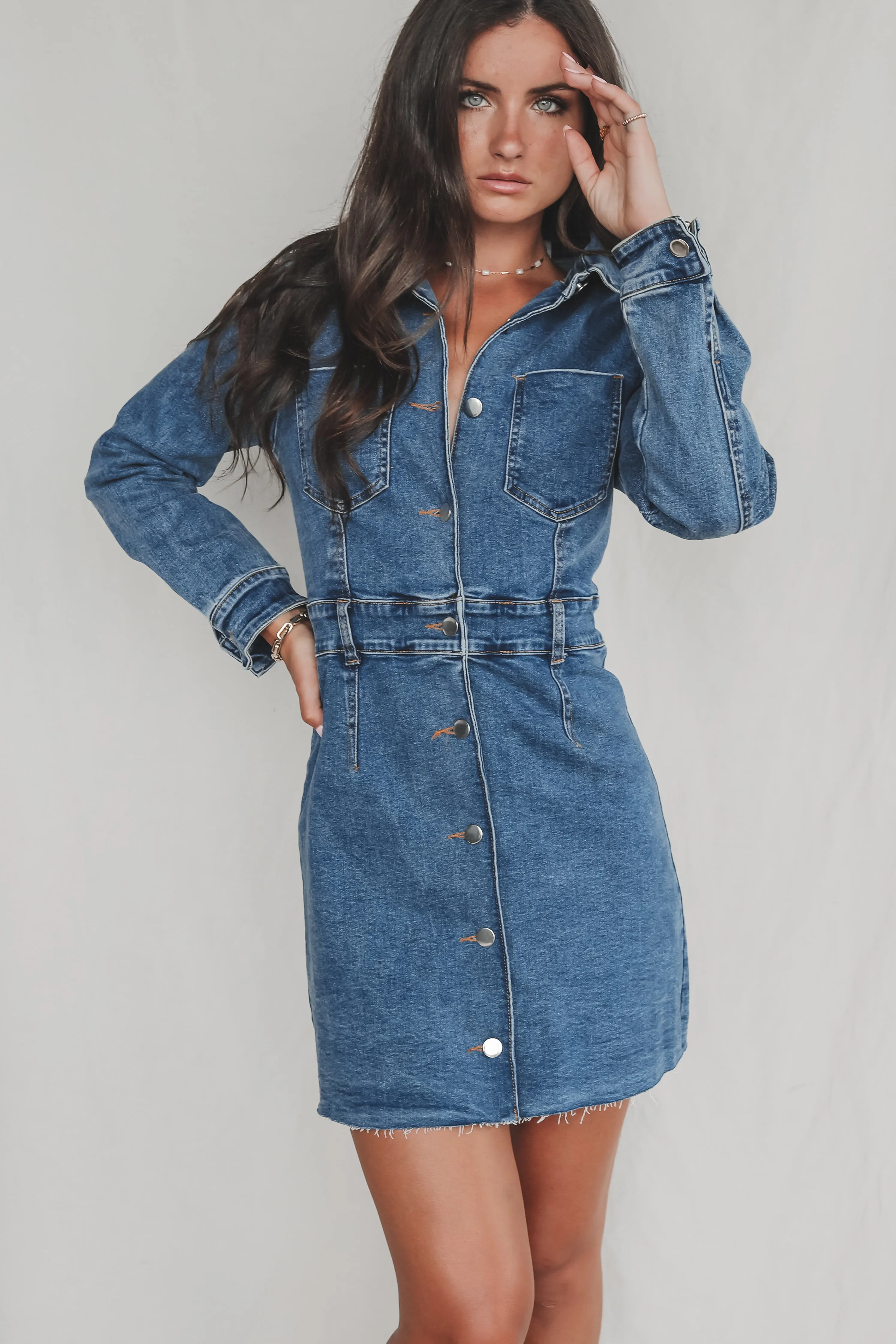 A Denim Daydream Button Up Dress sold by Amazing Lace