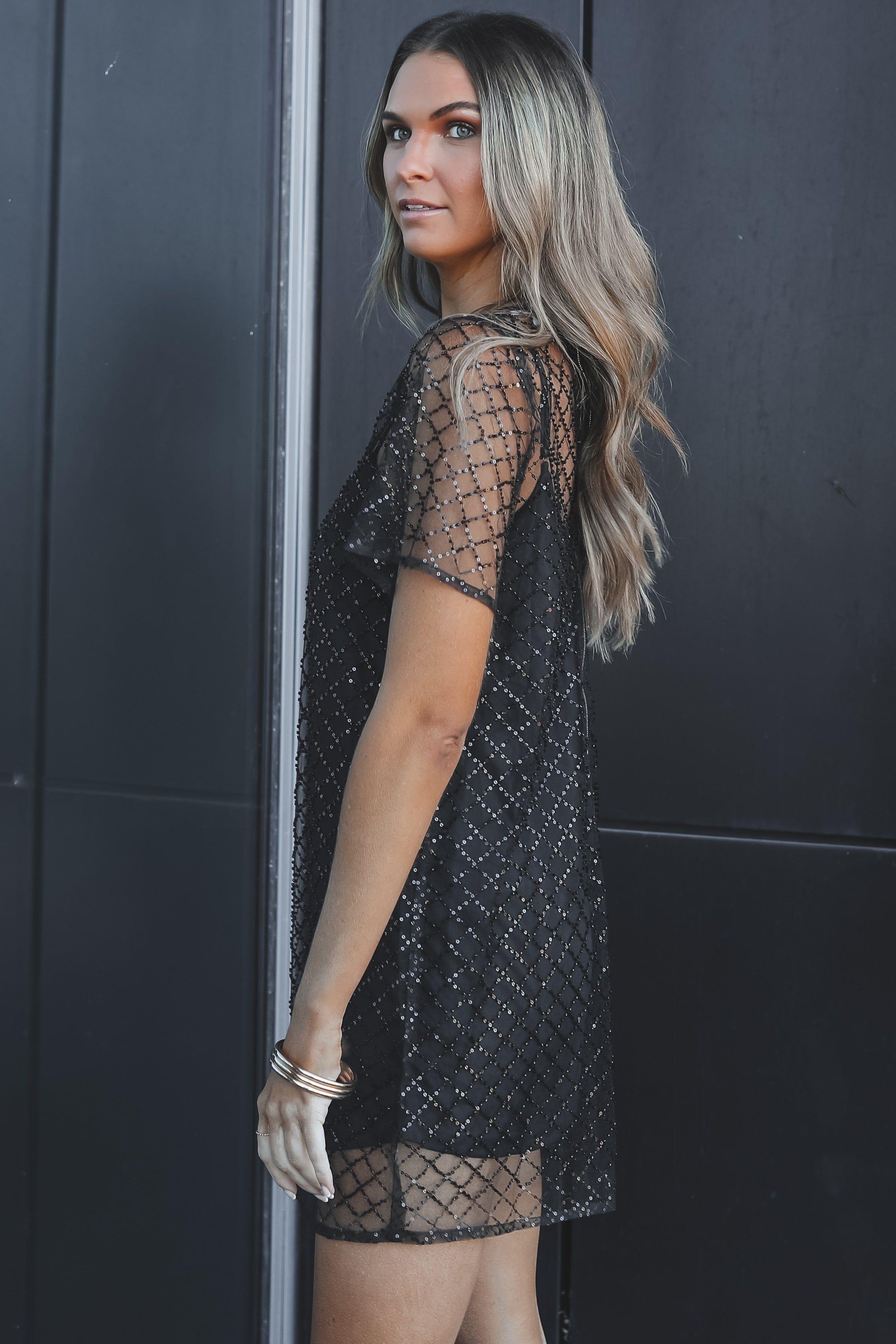 In My Best Beaded Mesh Tunic Mini Dress sold by Amazing Lace product image thumbnail 4