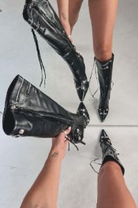 She So Bad Leather Stiletto Boots sold by Amazing Lace